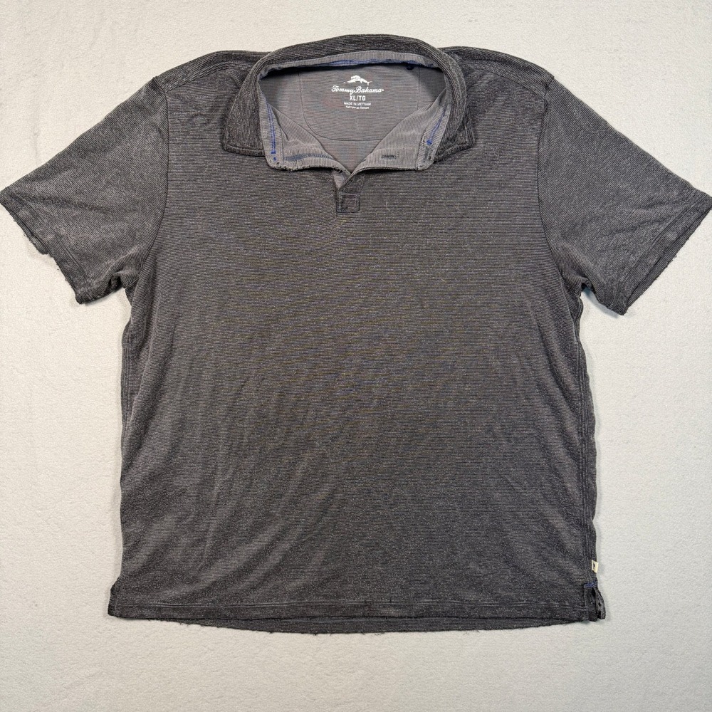 Tommy Bahama Mens XL Charcoal Gray Textured Tencel Modal Polo Shirt FB0048